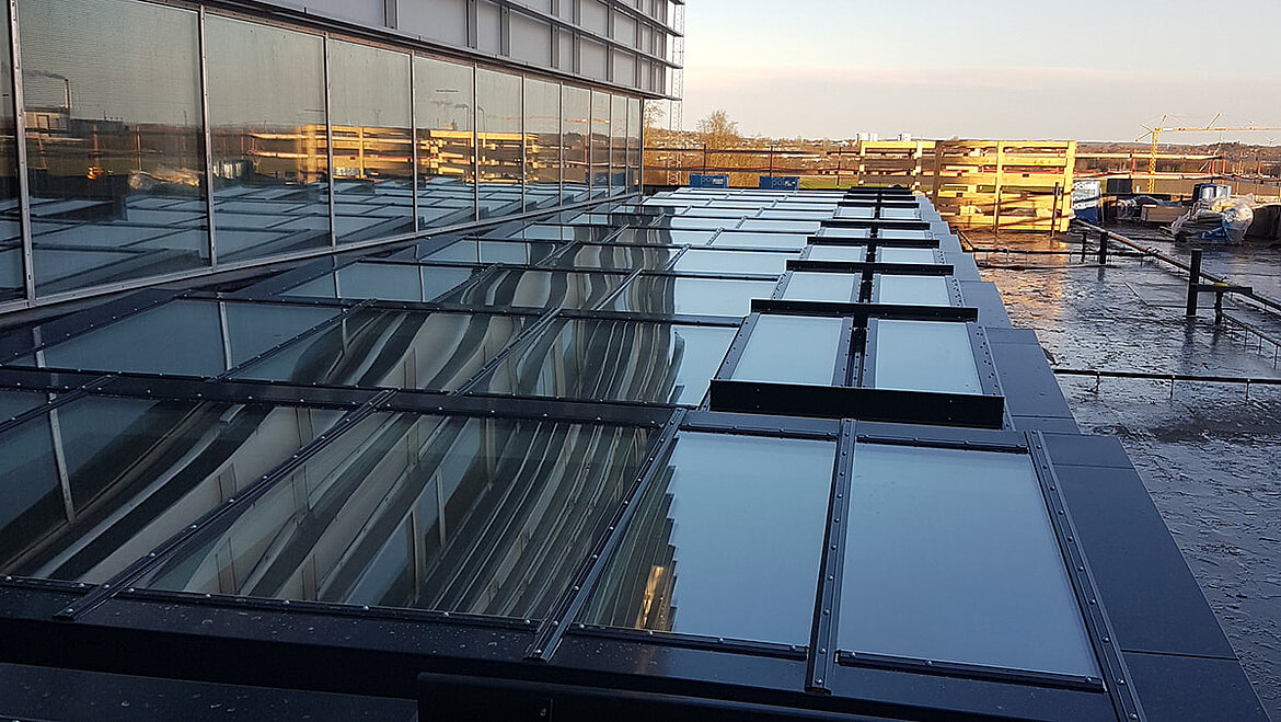 Glass roof at Aalborg University Hospital