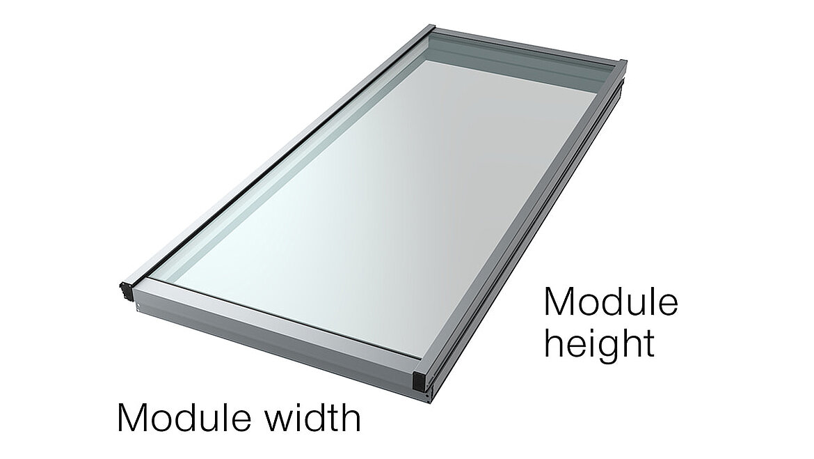 Illustration Module width and Module height LAMILUX Modular Glass Skylight Illustration Module width and Module height