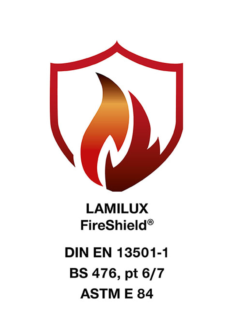 Red shield with flame symbol