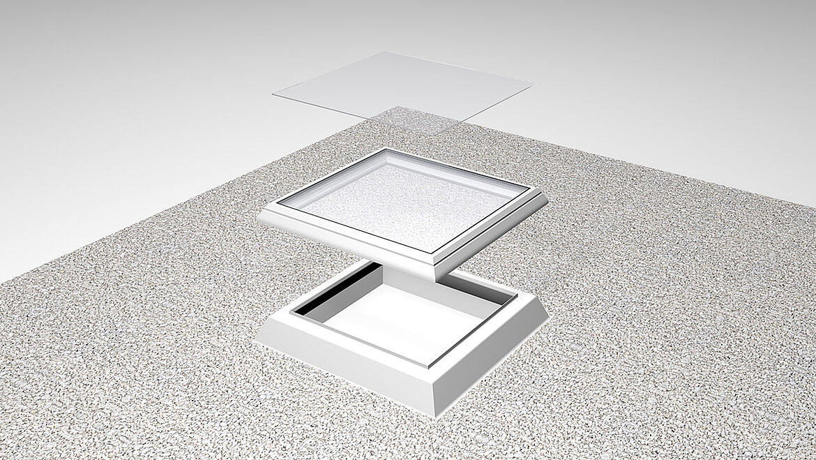 Exploded view of an Glass Skylight F100 Sound insulation LAMILUX Glass Skylight F100
