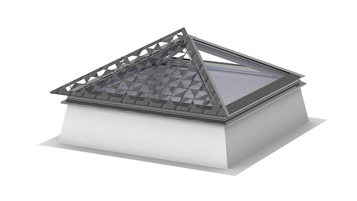 External sun protection with deciduous tree effect, rigid