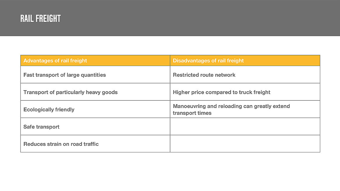 advantages and disadvantages rail freight