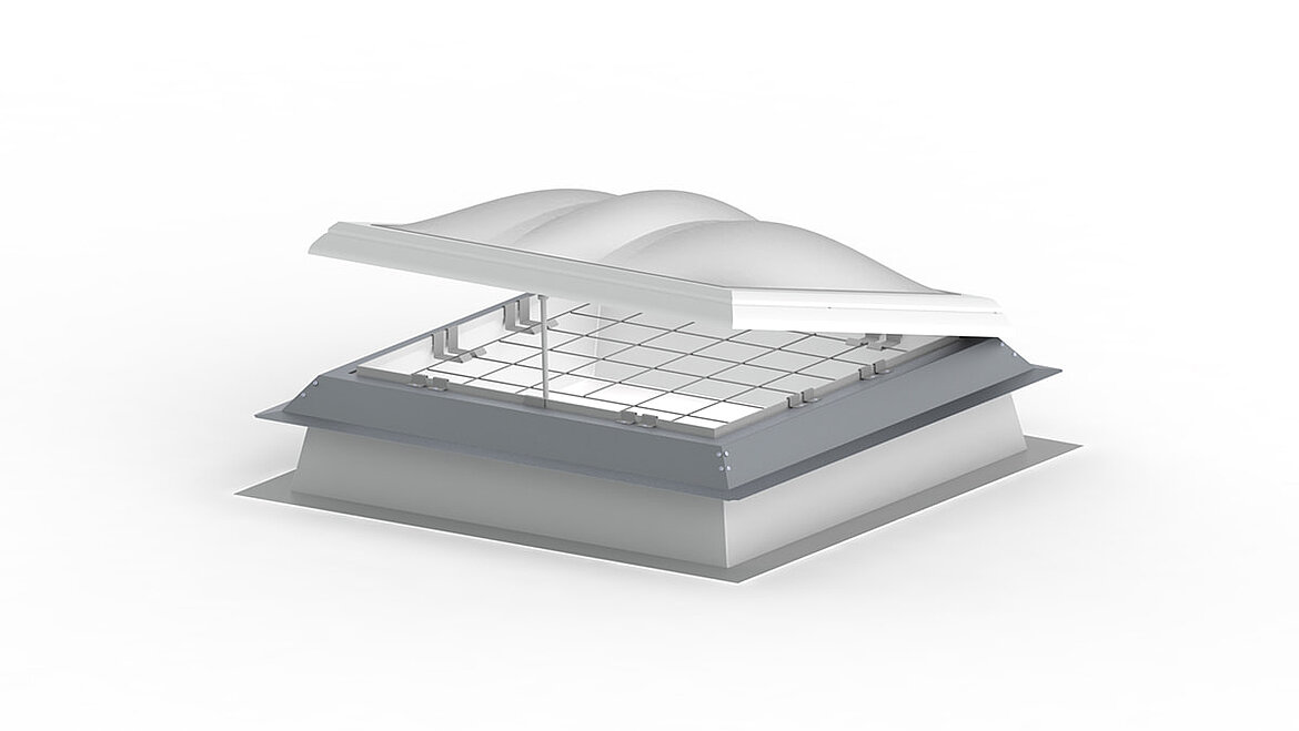 Rooflight F100 retrofittable spot-welded fall-through protection LAMILUX Rooflight F100 retrofittable spot-welded fall-through protection